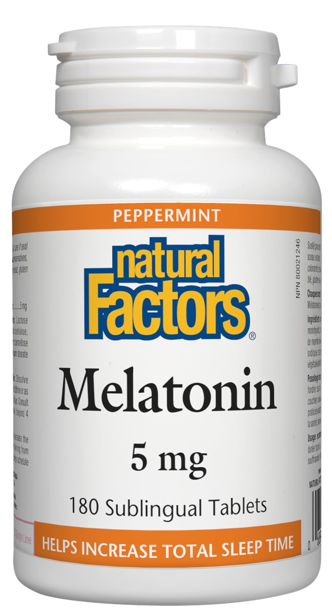 Natural Factors Melatonin - 5 mg, 180 sublingual tablets