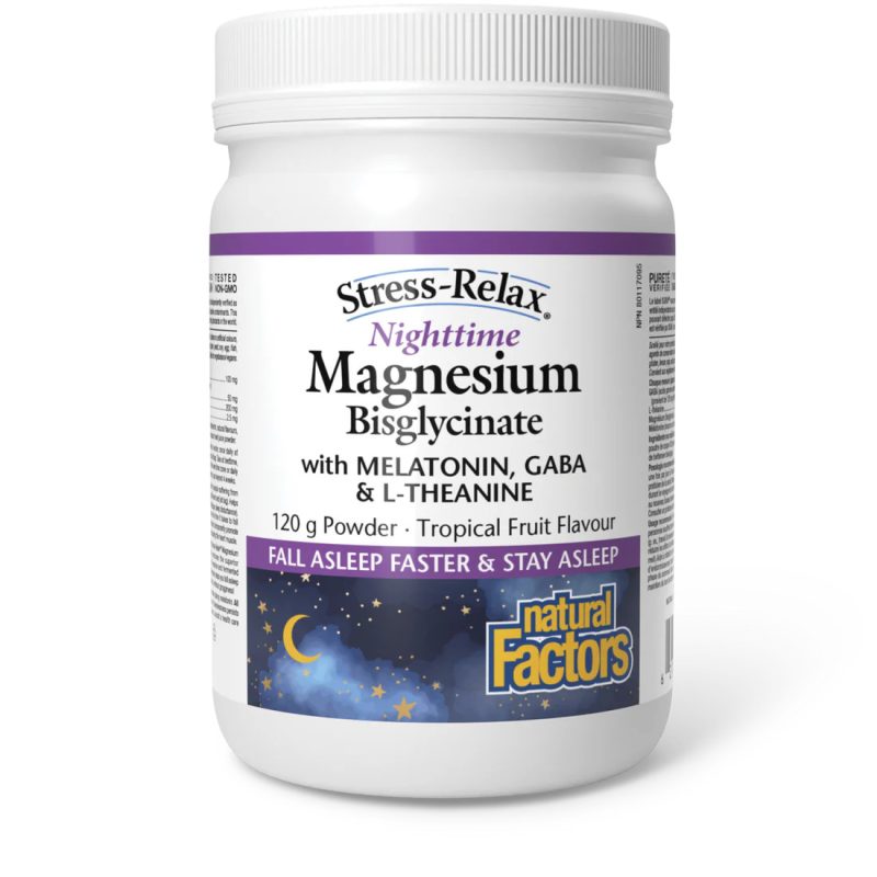 Natural Factors SR Magnesium Nightime Tropical Fruit Powder, 120g