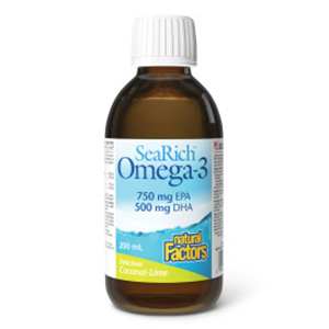 Natural Factors SeaRich Omega-3 - 750 mg EPA 500 mg DHA - Coconut-Lime, 200 ml