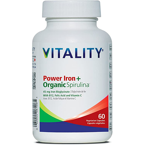 Vitality Power Iron + Organic Spirulina, 30 Vcaps