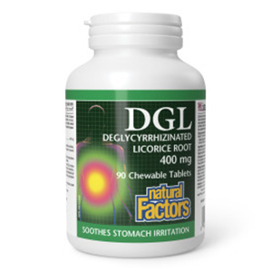 Natural Factors DGL Deglycyrrhizinated Licorice Root Extract - 400mg, 90 Chewable Tablets