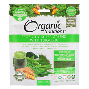 Organic Traditions Probiotic Super Greens with Tumeric, 100g