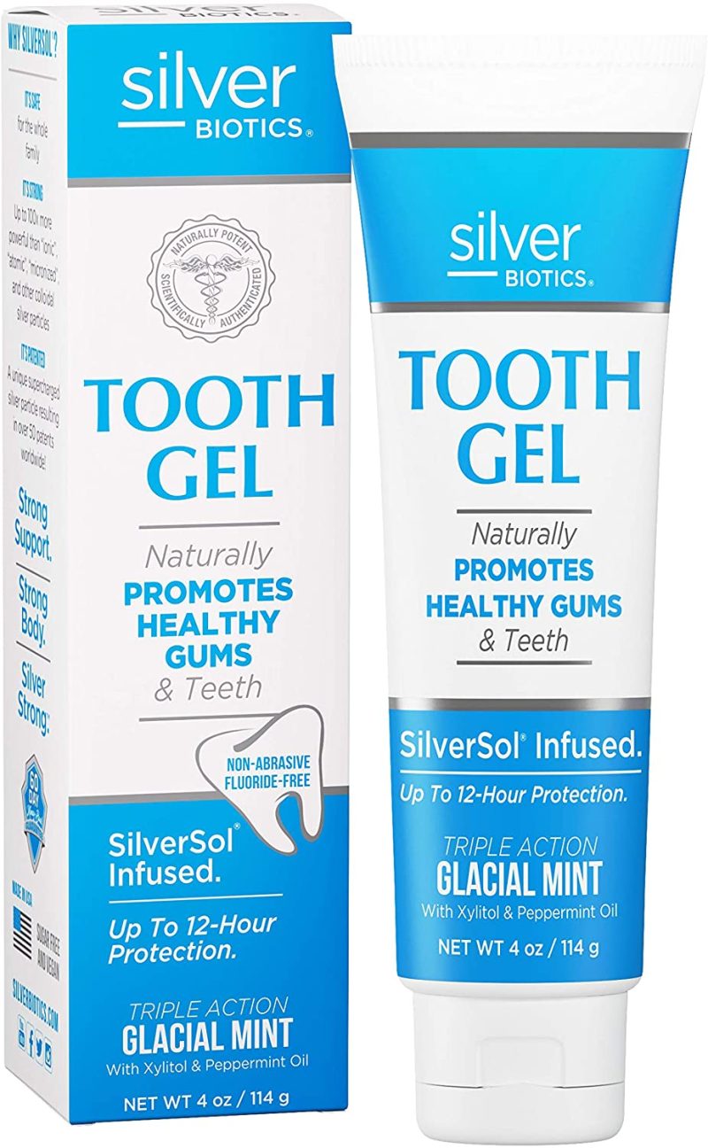 Silver Biotics Tooth Gel Flouride Free - Glacial Mint, 114g