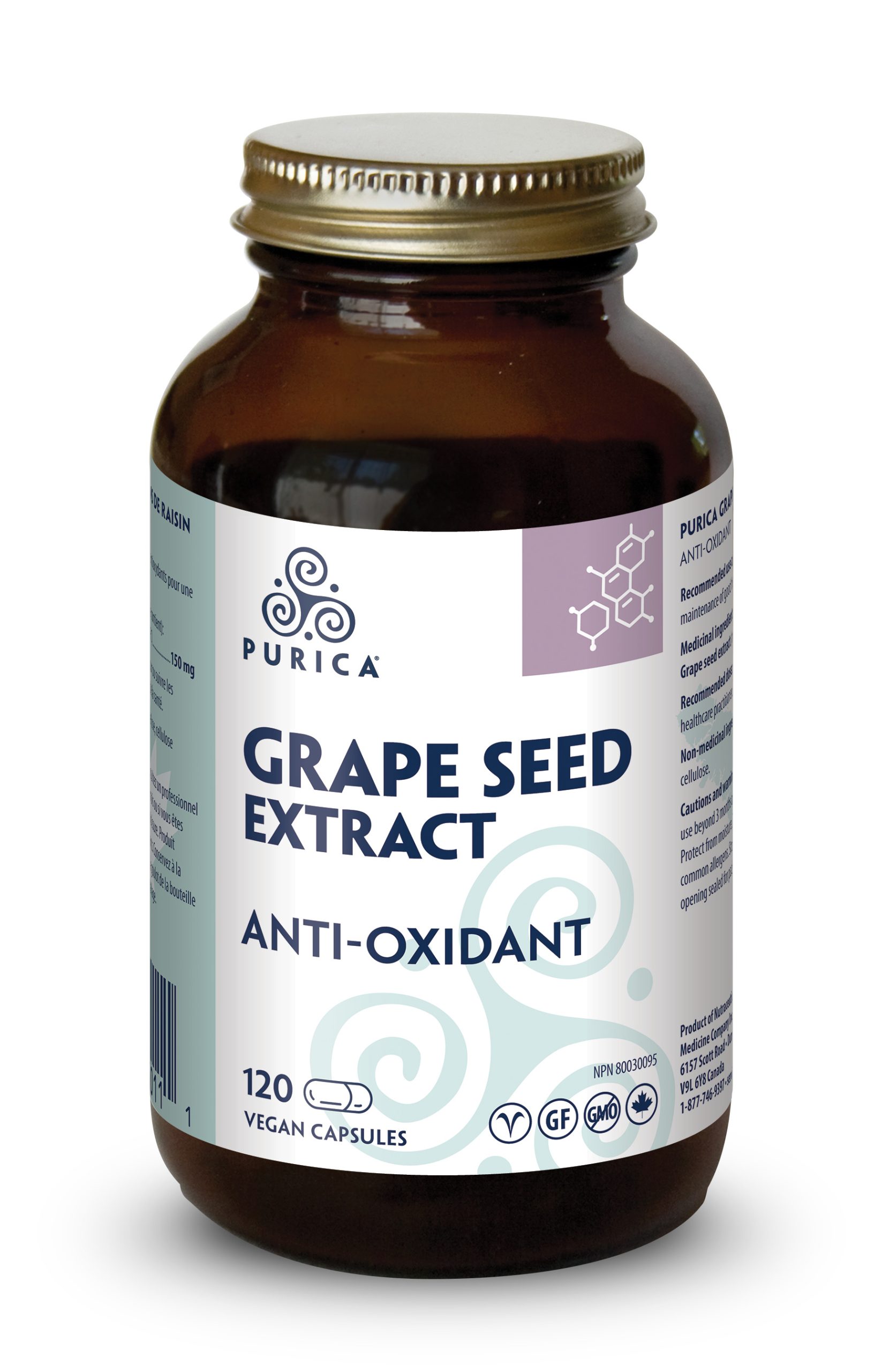 Purica Grape Seed Extract - Antioxidant, 120 Vcaps