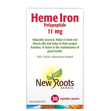 New Roots Heme Iron Polypeptide 11 mg, 30 Vcaps