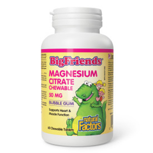 Natural Factors Big Friends Magnesium Citrate 50 mg - Bubblegum, 60 chewables