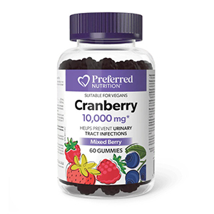 Preferred Nutrition Cranberry 10,000 mg, 60 gummies, mixed berry