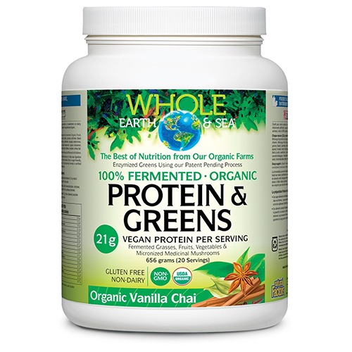 Whole Earth and Sea Fermented Organic Protein & Greens, Organic Vanilla Chai, 656g