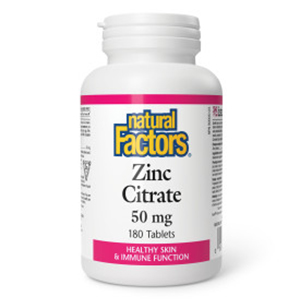 Natural Factors Zinc Citrate - 50 mg, 180 tablets