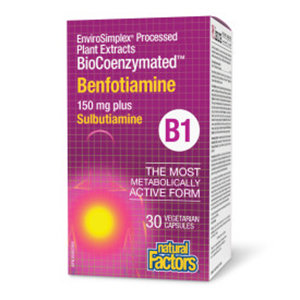 Natural Factors BioCoenzymated Benfotiamine 150mg + Thiamine diphosphate 10mg (Active B1), 30 vcap
