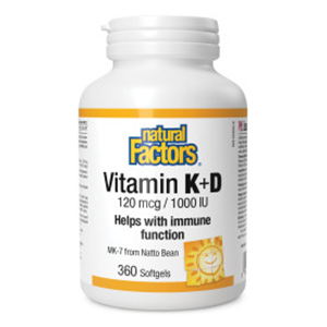 Natural Factors Vitamin K + D, 360 softgels