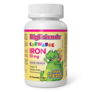 Natural Factors Big Friends Iron 10mg - Sour Peach, 60 chewables