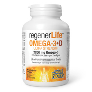 Natural Factors Regenerlife Ultra Strength Omega-3 with Vitamin D,  90 Sgels