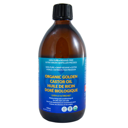 Queen of the Thrones Organic Golden Castor Oil 100% Pure Hexane-Free - Extra Virgin, 500ml
