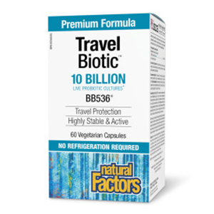 Natural Factors TravelBiotic BB536 - 10 Billion Active Cells, 60 vegetarian capsules