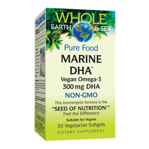 Whole Earth & Sea Marine DHA Vegan Omega-3 - 300 mg EPA & DHA, 30 vegetarian softgels