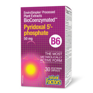 Natural Factors BioCoenzymated Pyridoxal 5 Phosphate P5P - Vitamin B6 50mg, 30 Vcaps