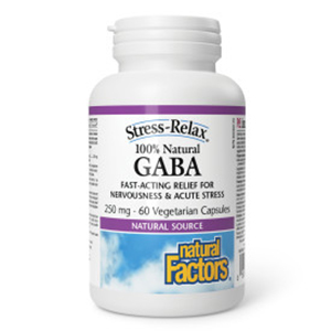 Natural Factors Gaba Fast-Acting Relief for Nervousness & Acute Stress 250mg, 60 vcaps