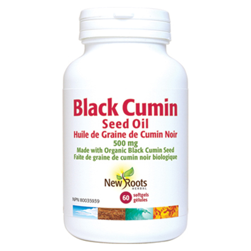 New Roots Black Cumin Seed Oil 500 mg Certified Organic, 60 softgels