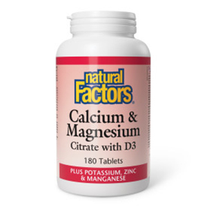Natural Factors Calcium & Magnesium Citrate With D Plus Potassium & Zinc, 180 Tablets