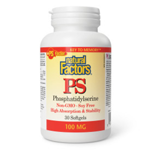 Natural Factors PS Phosphatidylserine Non-GMO • Soy Free High Absorption & Stability - 100 mg, 30 Softgels