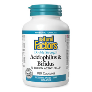 Natural Factors Acidophilus & Bifidus Double Strength, 180 Capsules