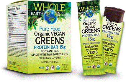 Whooe Earth & Sea Organic Vegan Greens Protein Bar - Chocolate Covered, 1 bar