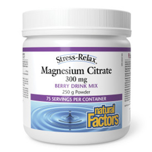 Natural Factors Magnesium Citrate - 300 mg Berry Flavour, 250 g