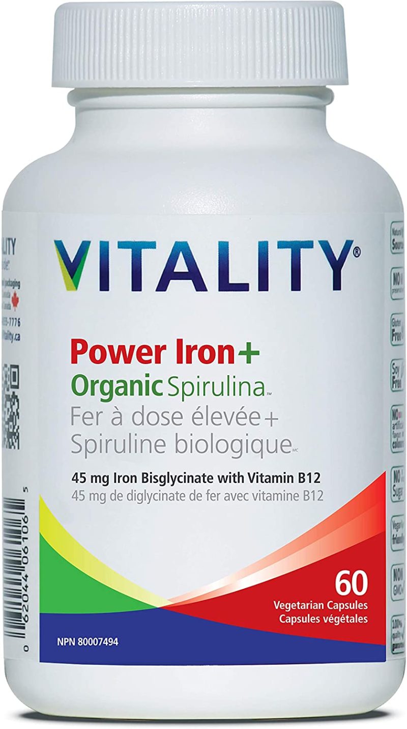Vitality Power Iron + Organic Spirulina, 60 Vcaps