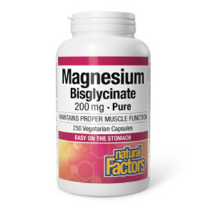 Natural Factors Magnesium Bisglycinate Pure 200mg, 250 Vcaps