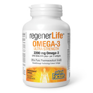 Natural Factors RegenerLife Ultra Strength Omega-3, 90  Sgels