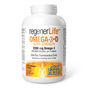 Natural Factors Regenerlife Ultra Omega-3 with Vitamin D, 150 Sgels