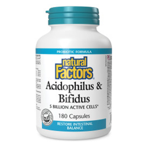 Natural Factors Acidophilus & Bifidus - 5 Billion Active Cells, 180 capsules