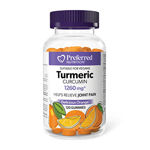 Preferred Nutrition Turmeric Curcumin 1260mg, 120 gummies, Orange