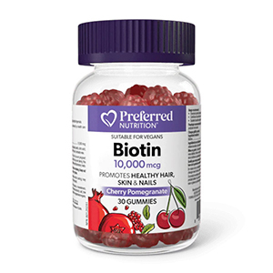 Preferred Nutrition Biotin 10,000 mcg. 30 gummies Cherry/Pom