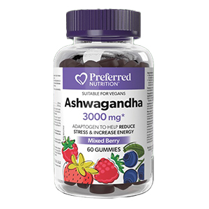 Preferred Nutrition Ashwagandha 300mg - Mixed Berry, 60 gummies