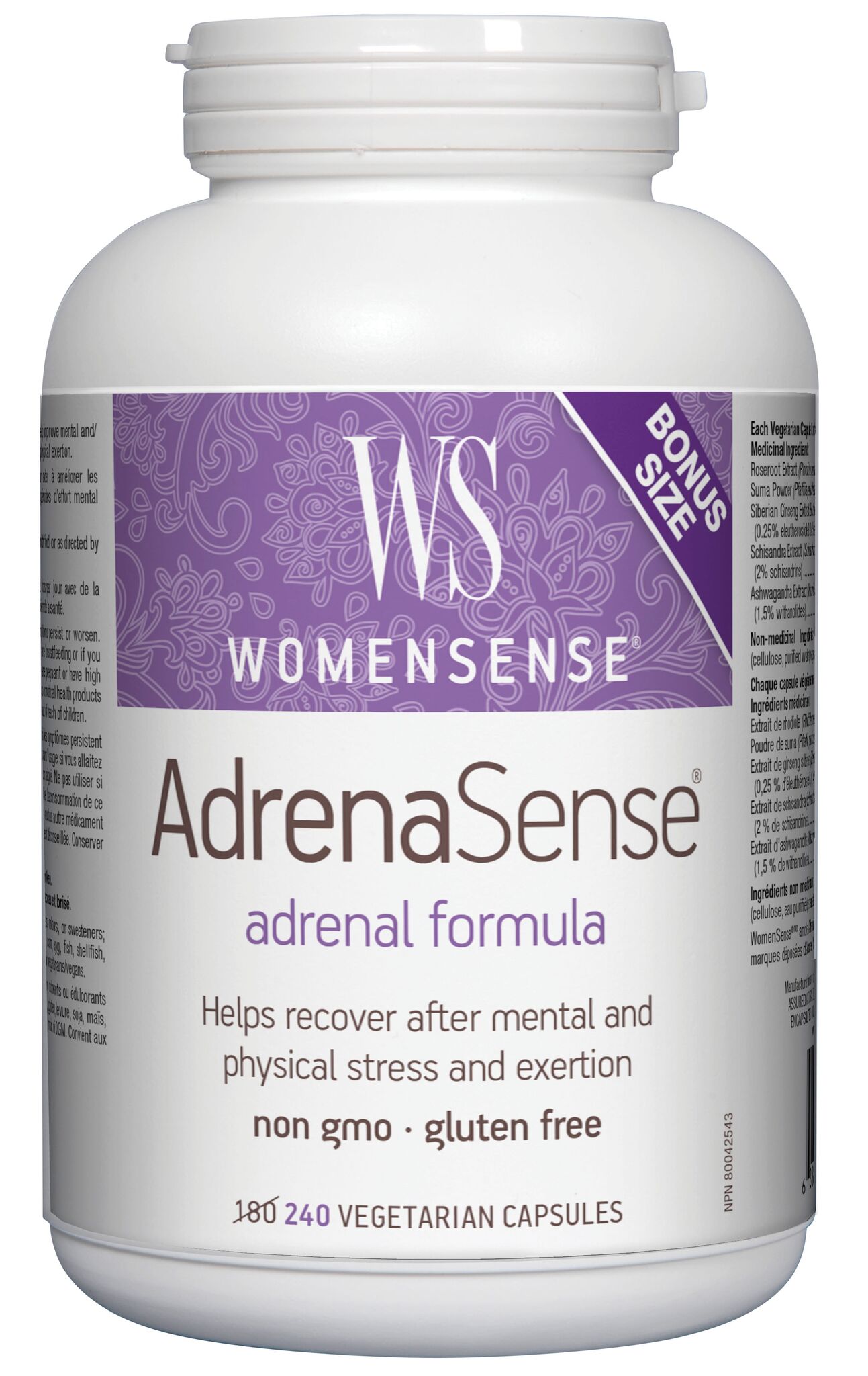 WomenSense AdrenaSense Bonus Size, 240 vegetarian capsules