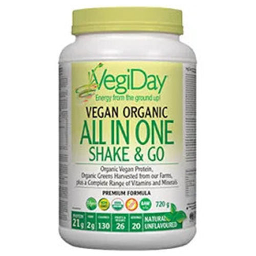 VegiDay Vegan Organic All In One Shake & Go - Natural Unflavoured, 720g
