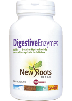 New Roots Digestive Enzymes with Betaine Hydrochloride, 100 Vcaps