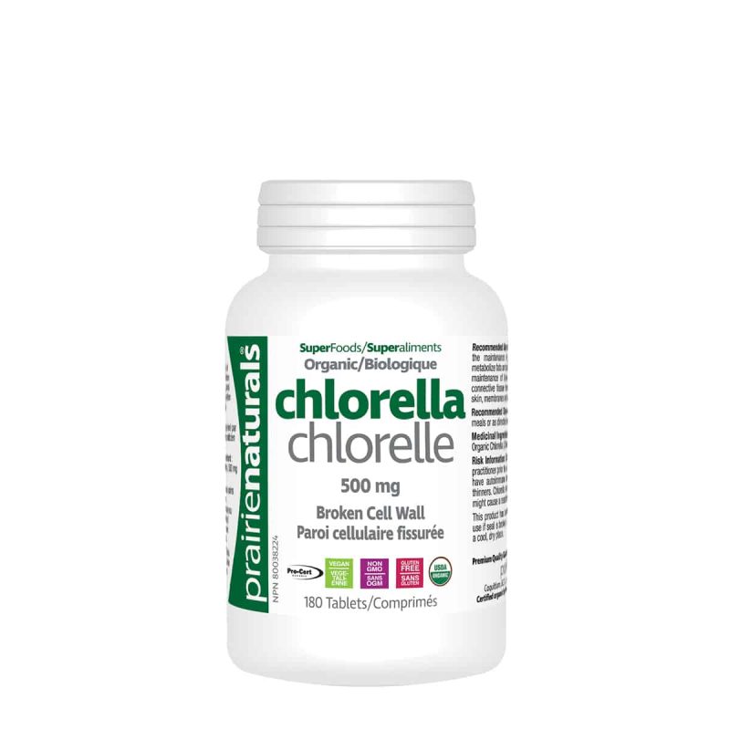 Prairie Naturals Organic Chlorella 500mg, 180 tab
