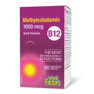Natural Factors B12 Methylcobalamin - 1000 mcg, 90 Sublingual Tablets