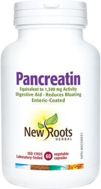 New Roots Pancreatin 1300mg - Enteric Coated, 60 Vcaps