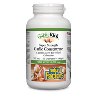 Natural Factors GarlicRich™ Super Strength Garlic Concentrate - 500 mg, 180 Softgels