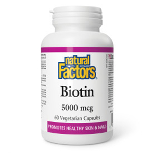 Natural Factors Biotin - 5000 mcg, 60 vegetarian capsules
