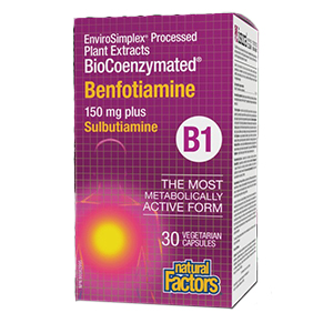 Natural Factors BioCoenzymated Benfotiamine 150mg + Thiamine diphosphate 10mg (Active B1), 60 Vcaps