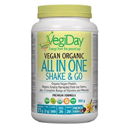 VegiDay Vegan Organic All In One Shake & Go - French Vanilla, 860g